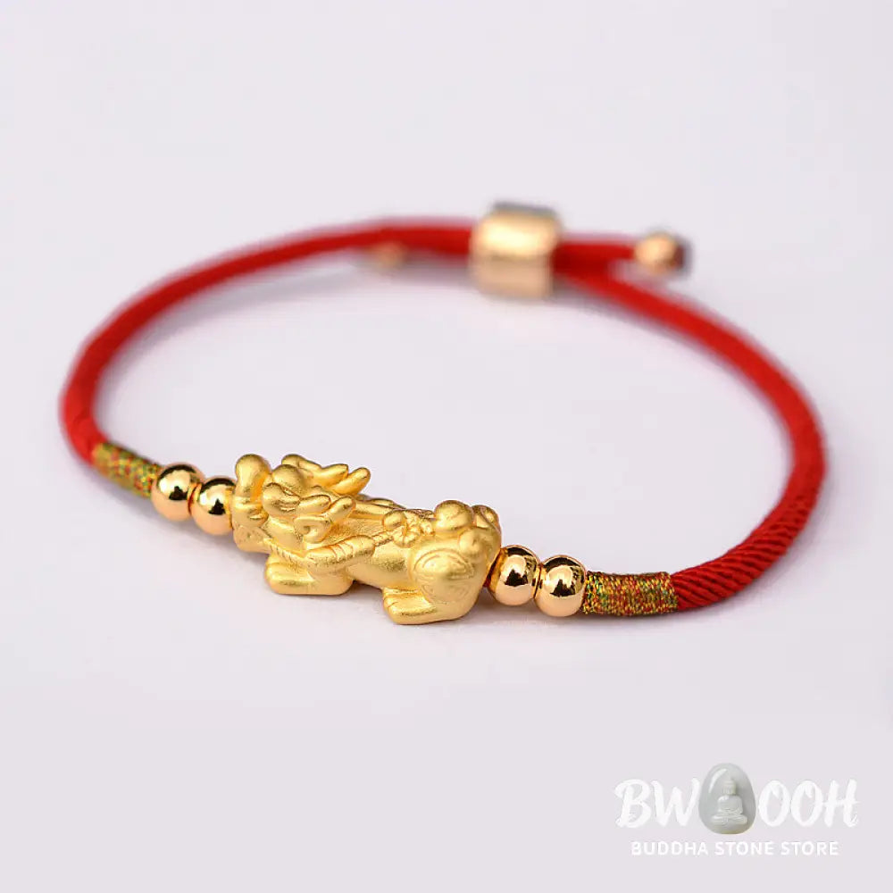Buddha Stones 24K Gold-Plated PiXiu Luck Red String Bracelet - BWOOOH - Bracelet