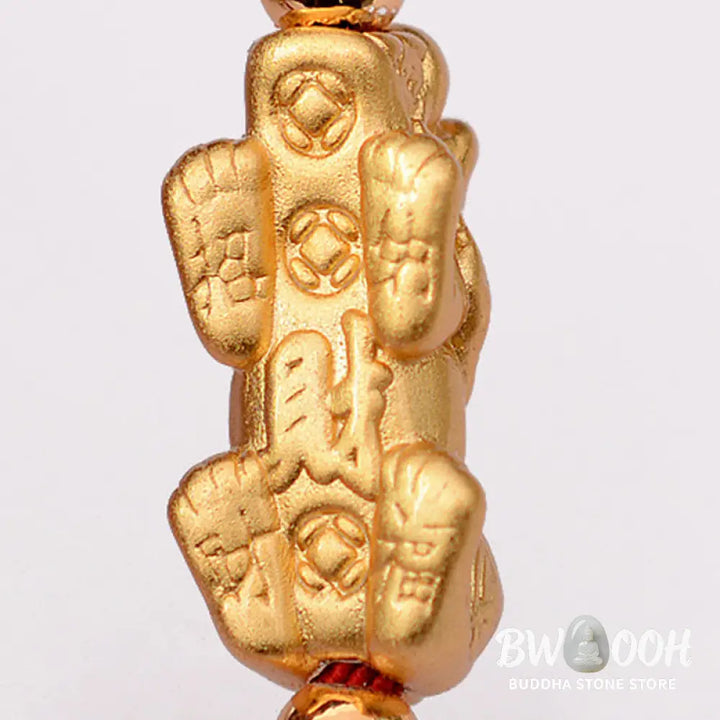 Buddha Stones 24K Gold-Plated PiXiu Luck Red String Bracelet - BWOOOH - Bracelet
