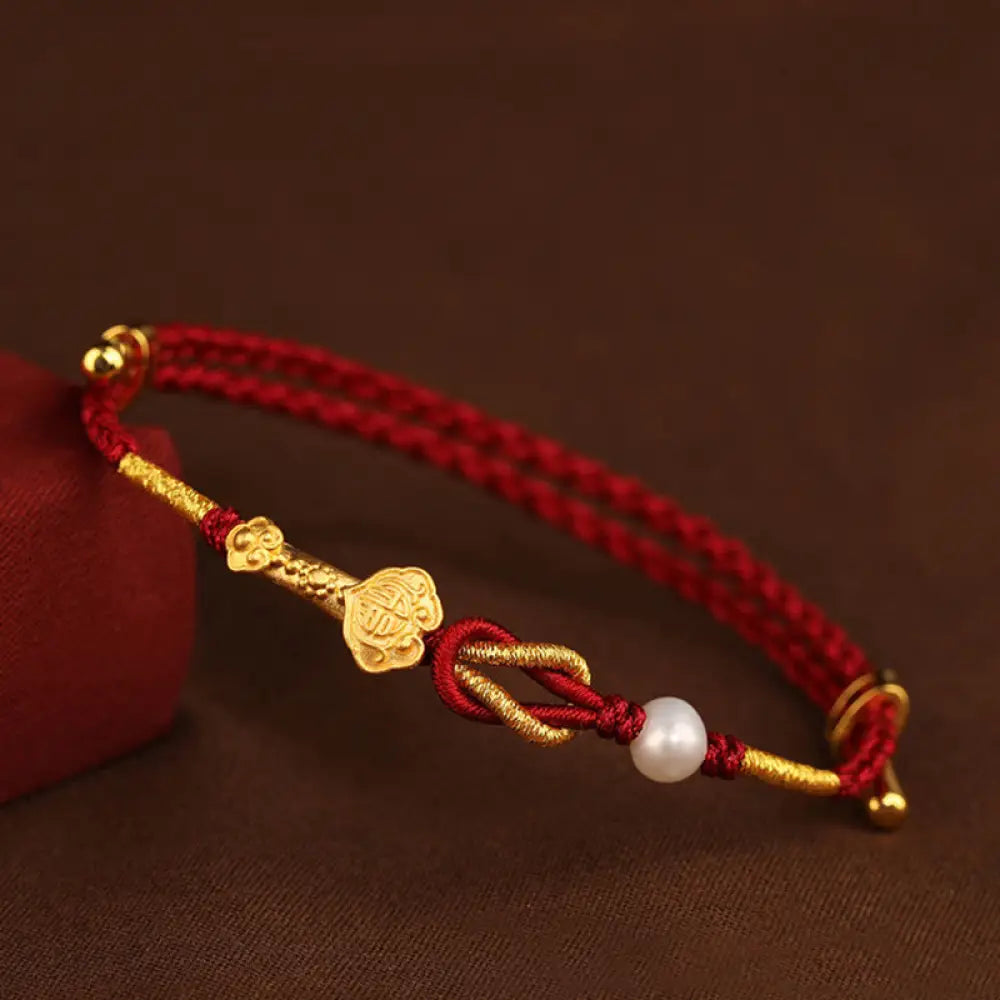BWOOOH 24k gold Wish Ruyi rabbit pearl luck bracelet