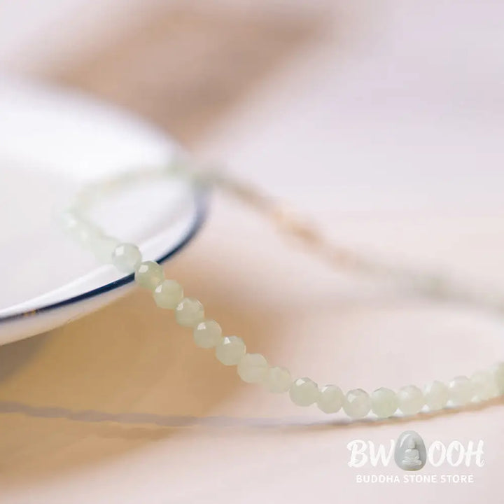 Buddha Stones 2mm Jade Ultra-thin Beads 14k Gold Plated Copper Luck Bracelet - BWOOOH - Bracelet