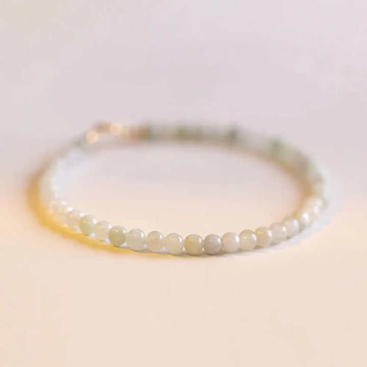 Buddha Stones 2mm Jade Ultra-thin Beads 14k Gold Plated Copper Luck Bracelet - BWOOOH - 2mm Jade(Wrist Circumference: