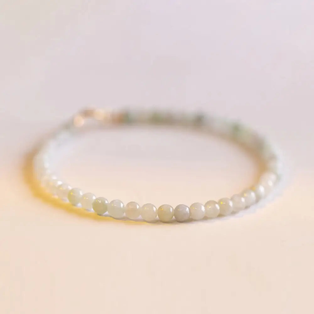 Buddha Stones 2mm Jade Ultra-thin Beads 14k Gold Plated Copper Luck Bracelet - BWOOOH - 2mm Jade(Wrist Circumference: