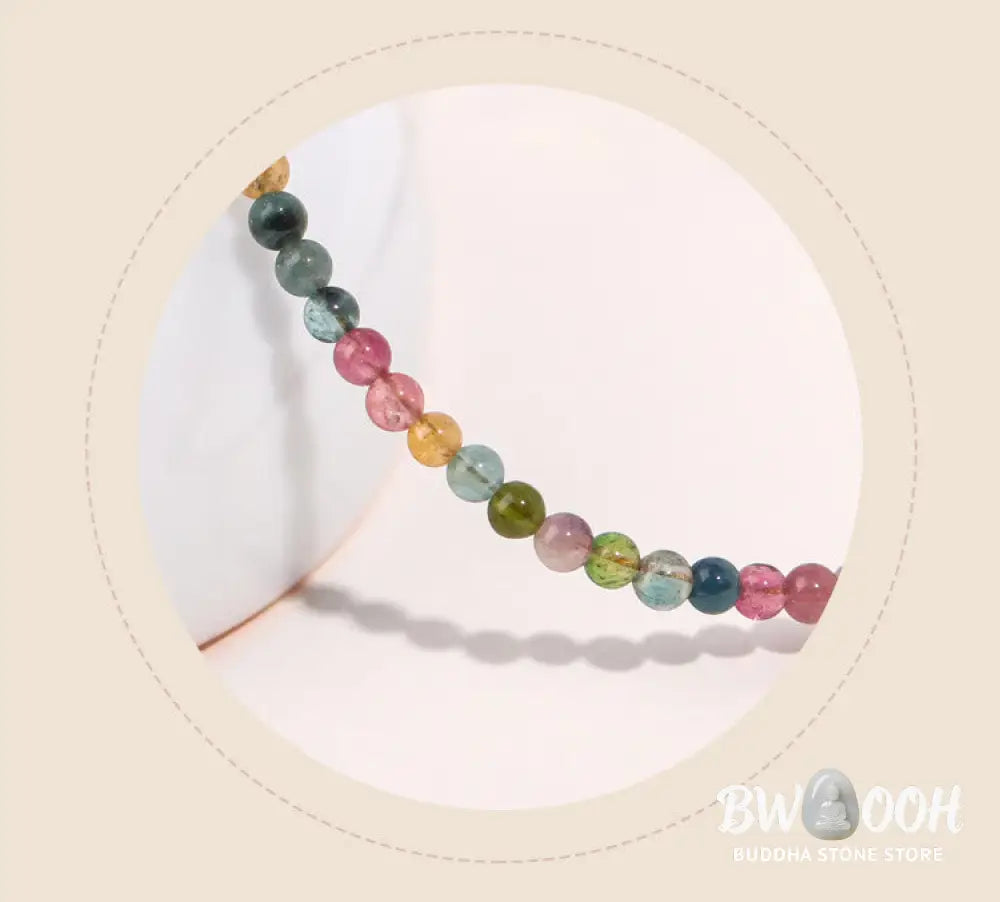 Buddha Stones 2mm Multicolor Tourmaline Ultra-thin Beads 14k Gold Plated Copper Wisdom Bracelet - BWOOOH - Bracelet