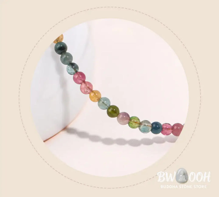 Buddha Stones 2mm Multicolor Tourmaline Ultra-thin Beads 14k Gold Plated Copper Wisdom Bracelet - BWOOOH - Bracelet