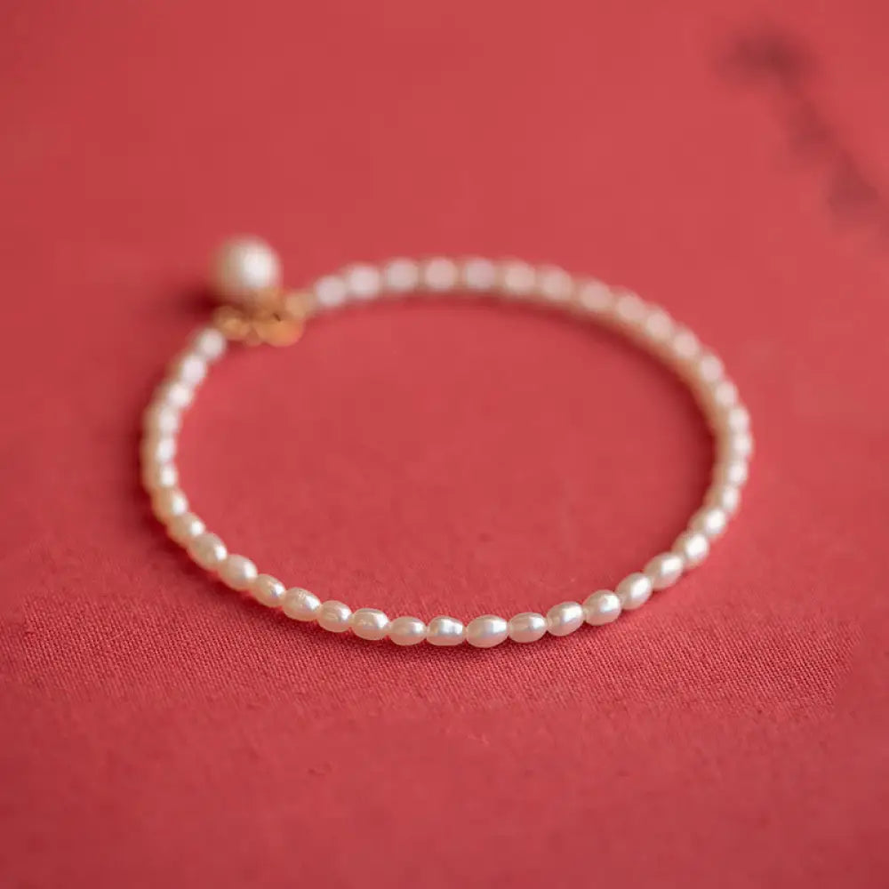 Buddha Stones 2mm Natural Pearl Ultra-thin Beads 14k Gold Plated Copper Wisdom Bracelet - BWOOOH - 3mm Pearl(Wrist