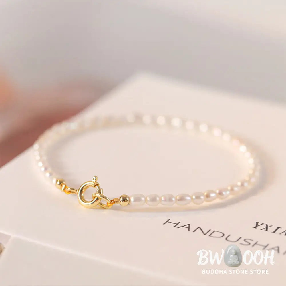 Buddha Stones 2mm Natural Pearl Ultra-thin Beads 14k Gold Plated Copper Wisdom Bracelet - BWOOOH - Bracelet
