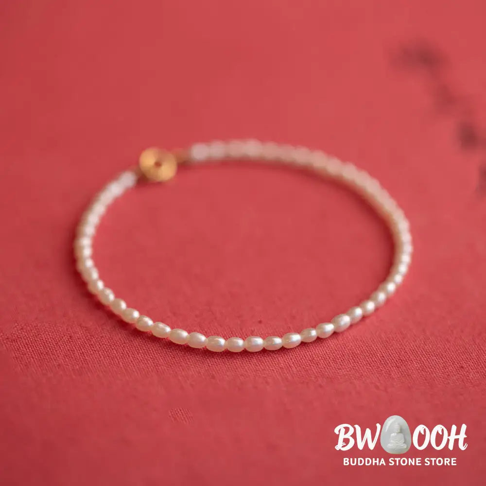 Buddha Stones 2mm Natural Pearl Ultra-thin Beads 14k Gold Plated Copper Wisdom Bracelet - BWOOOH - Bracelet