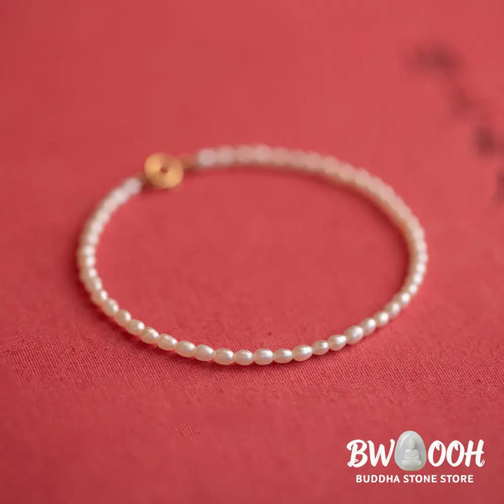 Buddha Stones 2mm Natural Pearl Ultra-thin Beads 14k Gold Plated Copper Wisdom Bracelet - BWOOOH - Bracelet