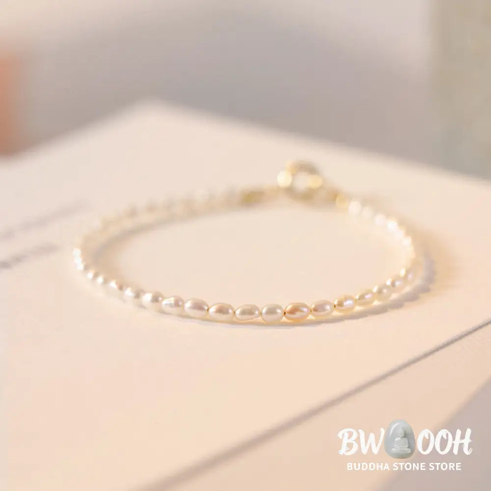 Buddha Stones 2mm Natural Pearl Ultra-thin Beads 14k Gold Plated Copper Wisdom Bracelet - BWOOOH - Bracelet