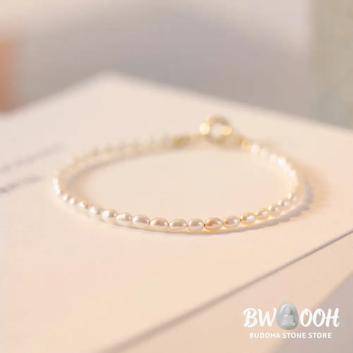 Buddha Stones 2mm Natural Pearl Ultra-thin Beads 14k Gold Plated Copper Wisdom Bracelet - BWOOOH - Bracelet