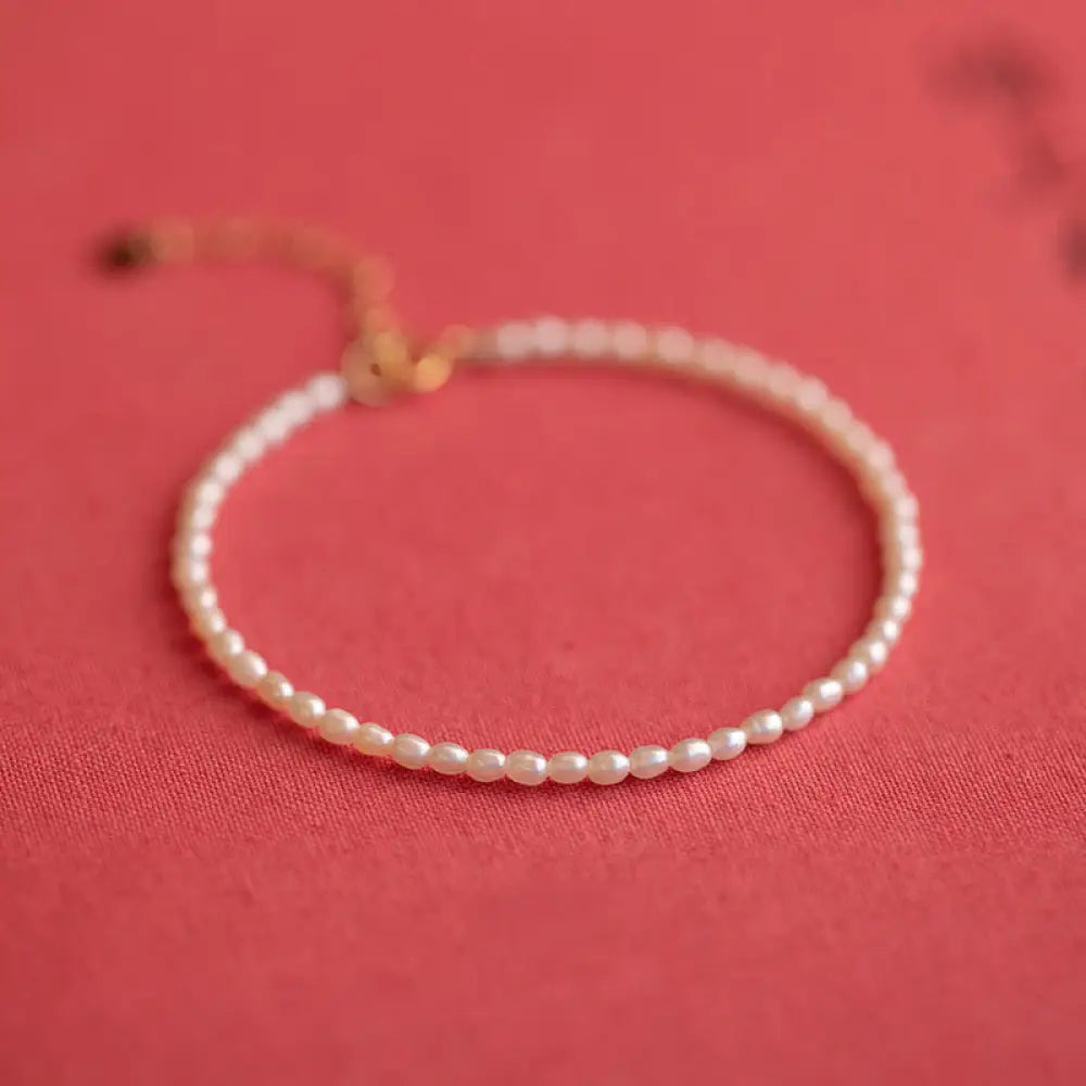 Buddha Stones 2mm Natural Pearl Ultra-thin Beads 14k Gold Plated Copper Wisdom Bracelet - BWOOOH - 2mm Pearl