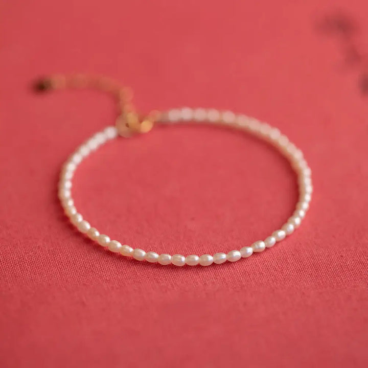 Buddha Stones 2mm Natural Pearl Ultra-thin Beads 14k Gold Plated Copper Wisdom Bracelet - BWOOOH - 2mm Pearl