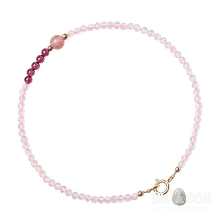 Buddha Stones 2mm Rose Quartz Garnet Strawberry Quartz Ultra-Thin Beads Healing Energy Bracelet - BWOOOH - Bracelet