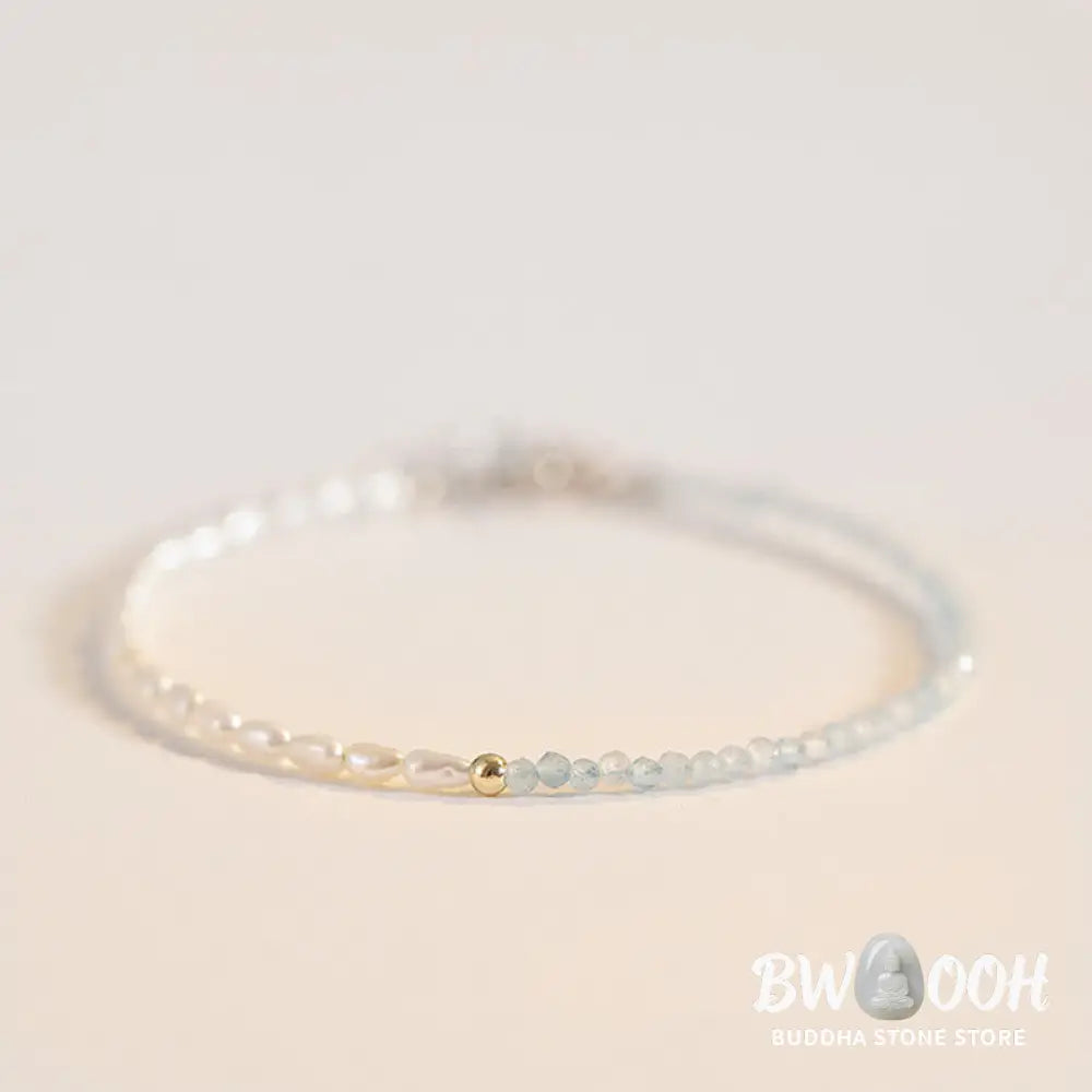 Buddha Stones 2mm Turquoise Pearl Ultra-thin Beads 14k Gold Plated Copper Wisdom Bracelet - BWOOOH - Bracelet