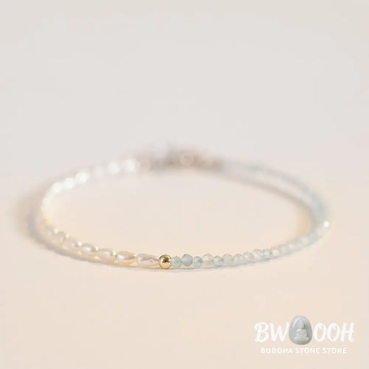 Buddha Stones 2mm Turquoise Pearl Ultra-thin Beads 14k Gold Plated Copper Wisdom Bracelet - BWOOOH - Bracelet