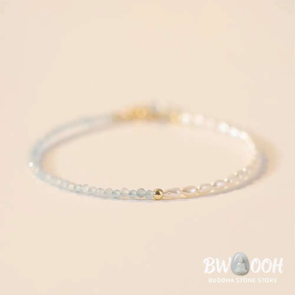 Buddha Stones 2mm Turquoise Pearl Ultra-thin Beads 14k Gold Plated Copper Wisdom Bracelet - BWOOOH - Bracelet