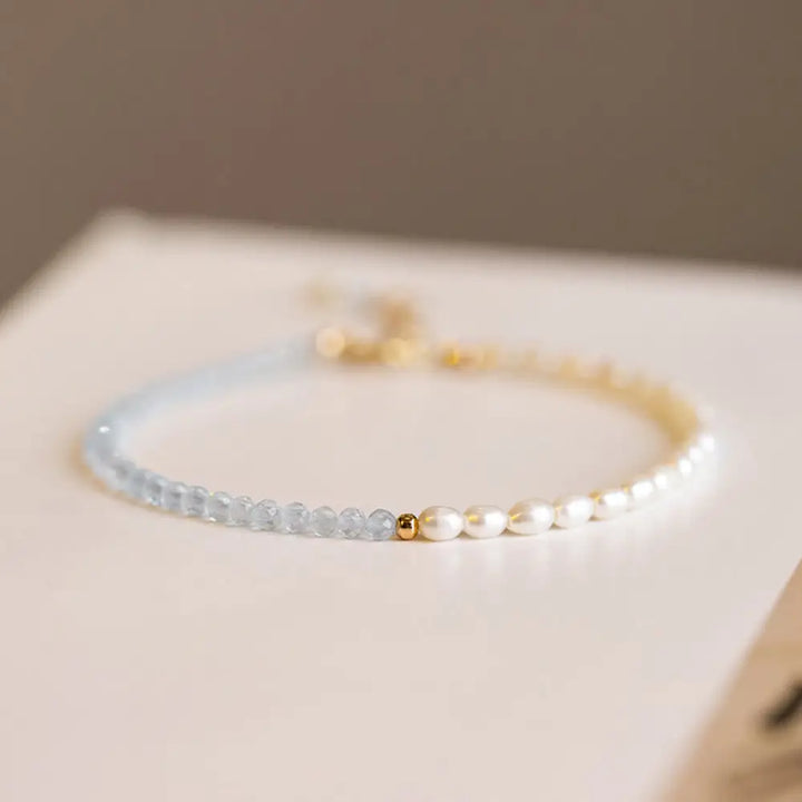 Buddha Stones 2mm Turquoise Pearl Ultra-thin Beads 14k Gold Plated Copper Wisdom Bracelet - BWOOOH - 2mm Turquoise
