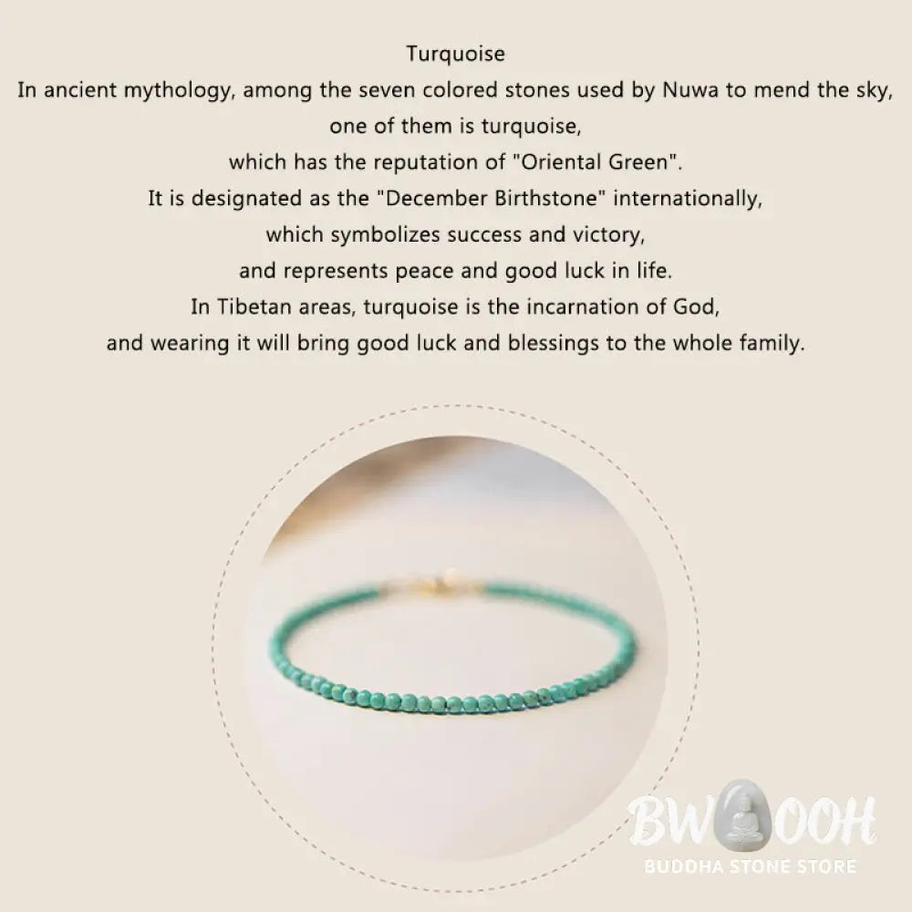 Buddha Stones 2mm Turquoise Ultra-thin Beads 14k Gold Plated Copper Wisdom Bracelet - BWOOOH - Bracelet
