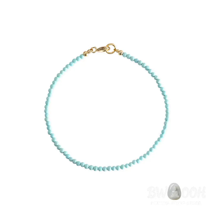 Buddha Stones 2mm Turquoise Ultra-thin Beads 14k Gold Plated Copper Wisdom Bracelet - BWOOOH - Bracelet