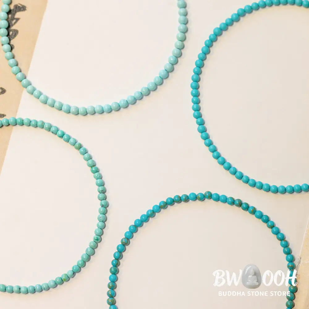 Buddha Stones 2mm Turquoise Ultra-thin Beads 14k Gold Plated Copper Wisdom Bracelet - BWOOOH - Bracelet