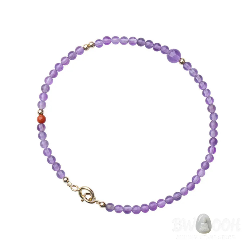 Buddha Stones 2mm Ultra-Thin Beads Natural Amethyst 14k Gold Plated Copper Inner Peace Meditation Bracelet - BWOOOH