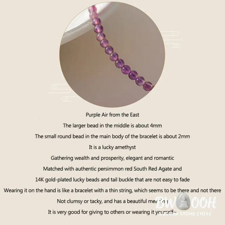 Buddha Stones 2mm Ultra-Thin Beads Natural Amethyst 14k Gold Plated Copper Inner Peace Meditation Bracelet - BWOOOH