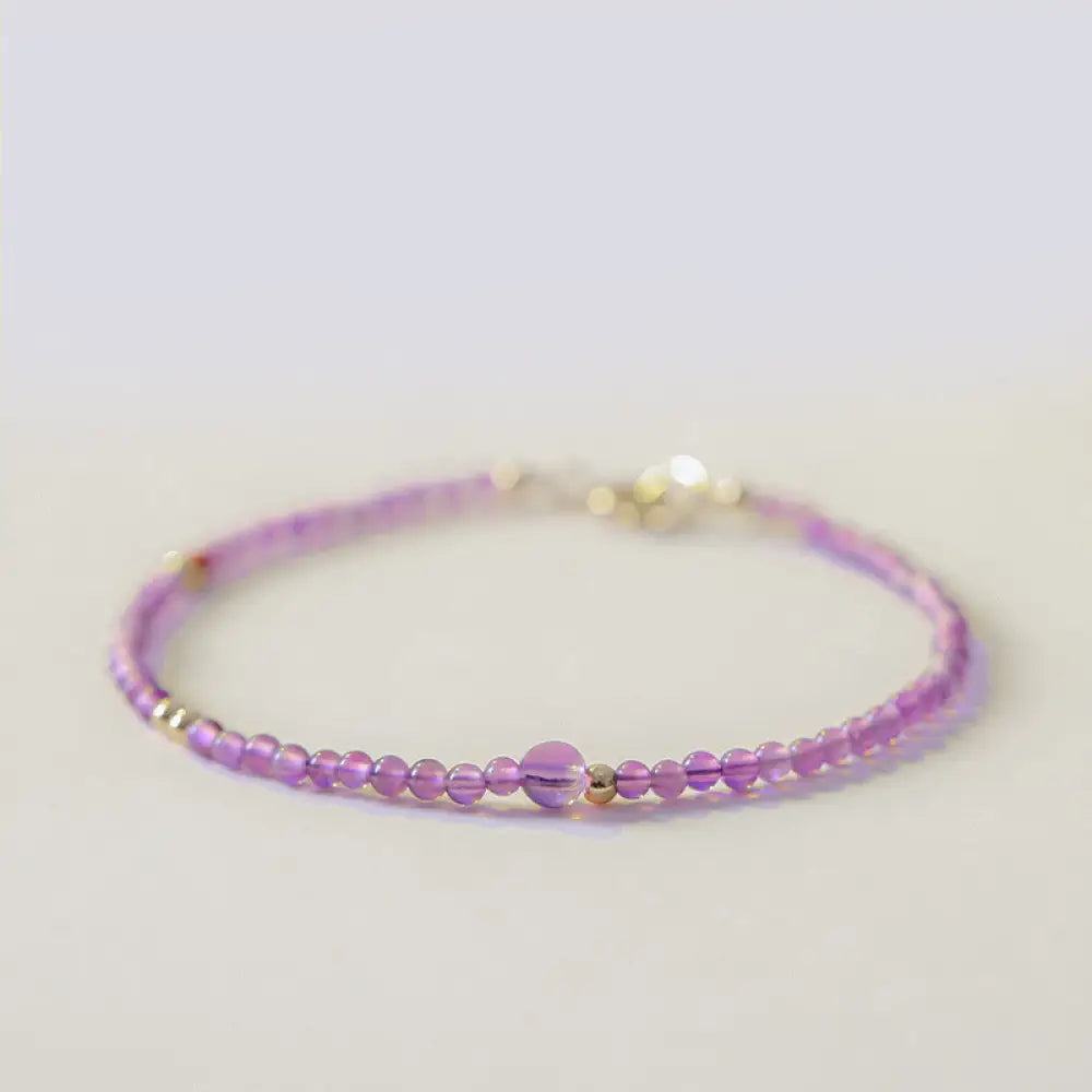 BWOOOH 2mm natural amethyst ultra-thin meditation bracelet.