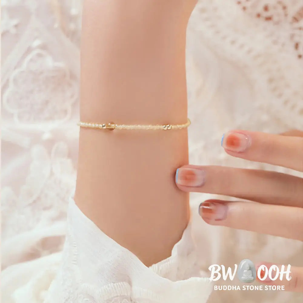 Buddha Stones 2mm Ultra-thin Citrine 14K Gold Plated Copper Beads Protection Bracelet - BWOOOH - Bracelet