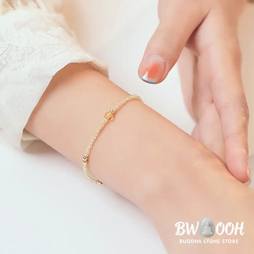 Buddha Stones 2mm Ultra-thin Citrine 14K Gold Plated Copper Beads Protection Bracelet - BWOOOH - Bracelet