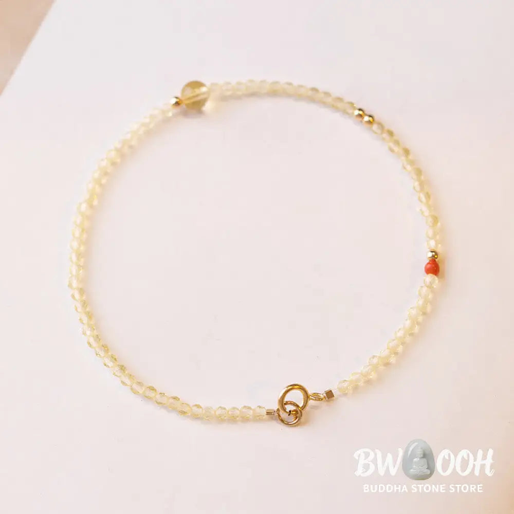 Buddha Stones 2mm Ultra-thin Citrine 14K Gold Plated Copper Beads Protection Bracelet - BWOOOH - Bracelet