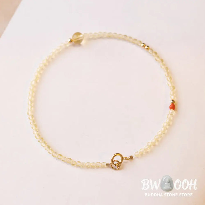 Buddha Stones 2mm Ultra-thin Citrine 14K Gold Plated Copper Beads Protection Bracelet - BWOOOH - Bracelet