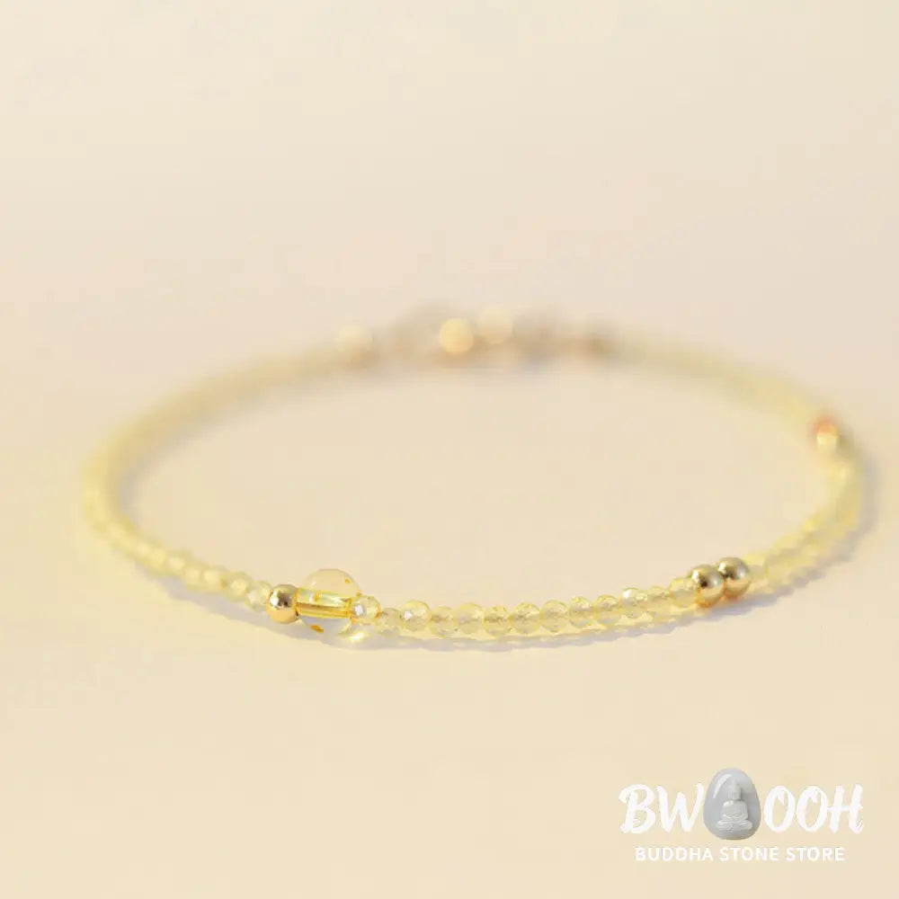 Buddha Stones 2mm Ultra-thin Citrine 14K Gold Plated Copper Beads Protection Bracelet - BWOOOH - Bracelet