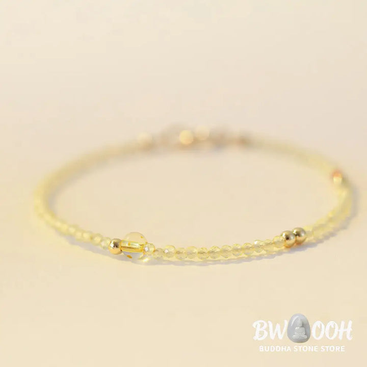 Buddha Stones 2mm Ultra-thin Citrine 14K Gold Plated Copper Beads Protection Bracelet - BWOOOH - Bracelet
