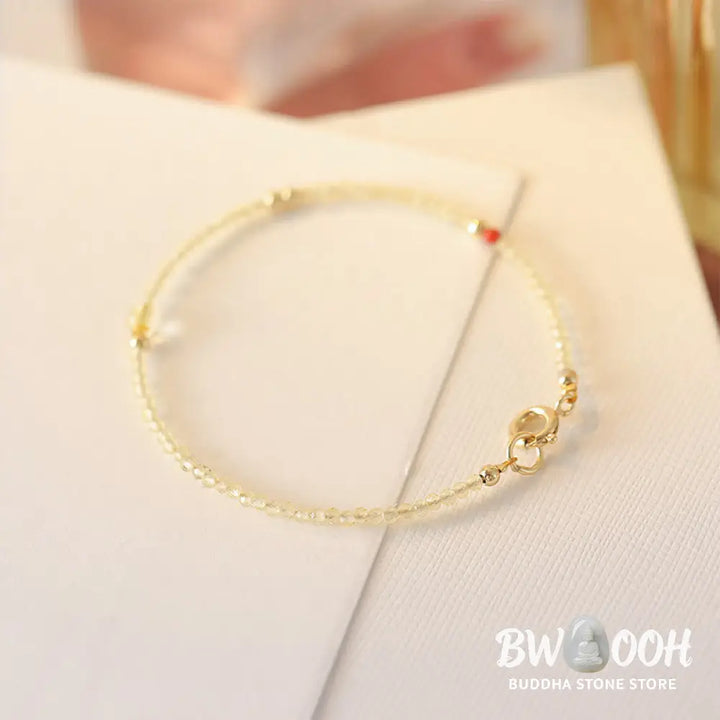 Buddha Stones 2mm Ultra-thin Citrine 14K Gold Plated Copper Beads Protection Bracelet - BWOOOH - Bracelet