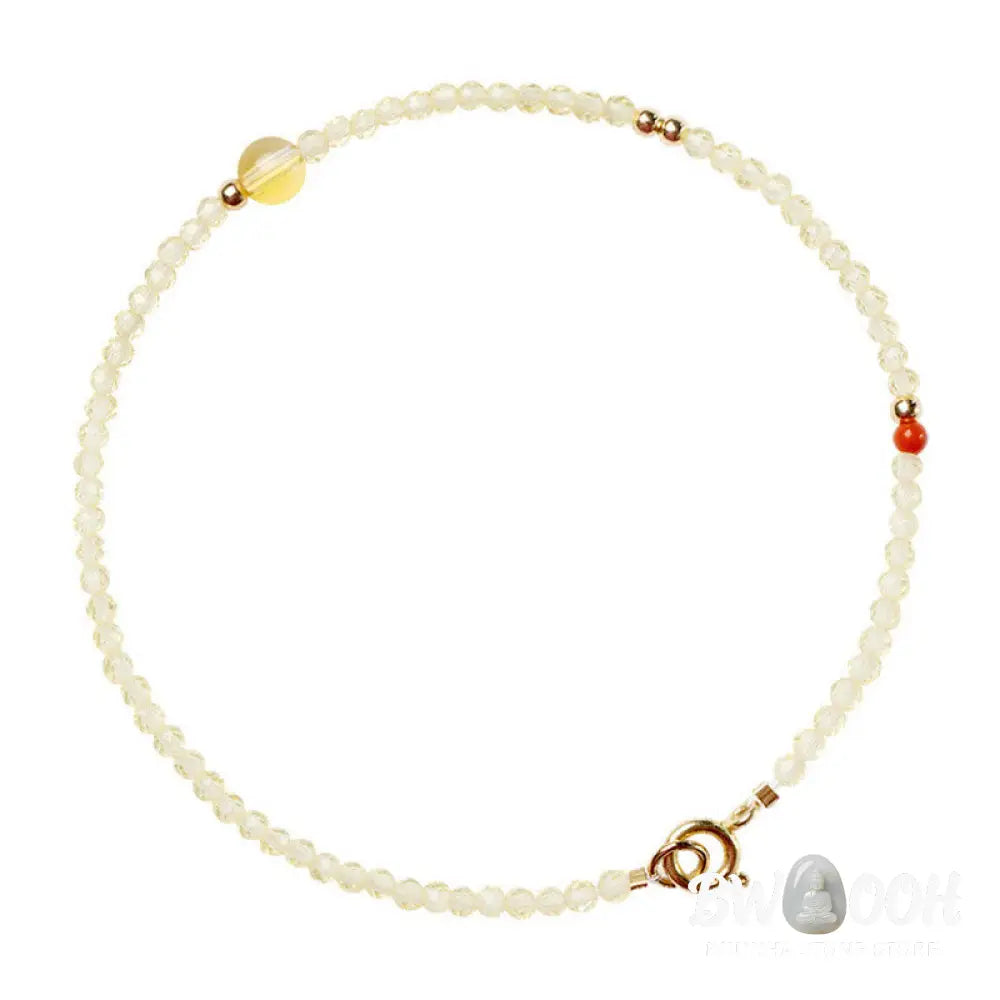 Buddha Stones 2mm Ultra-thin Citrine 14K Gold Plated Copper Beads Protection Bracelet - BWOOOH - Bracelet