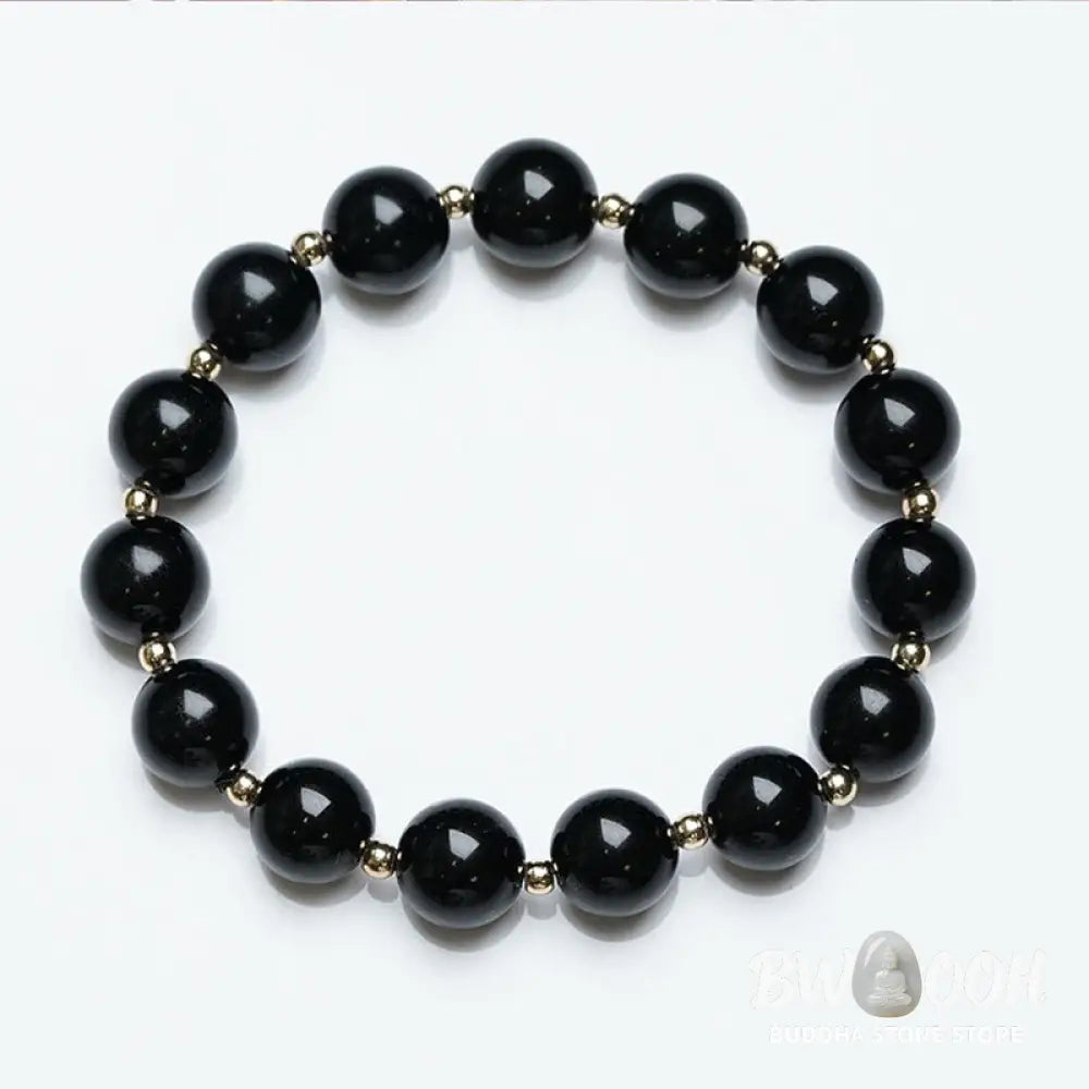 Buddha Stones 2Pcs Black Onyx Bead Support Protection String Bracelet - BWOOOH - Bracelet