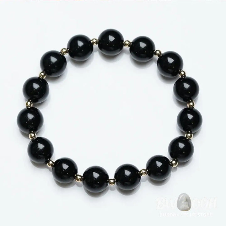 Buddha Stones 2Pcs Black Onyx Bead Support Protection String Bracelet - BWOOOH - Bracelet