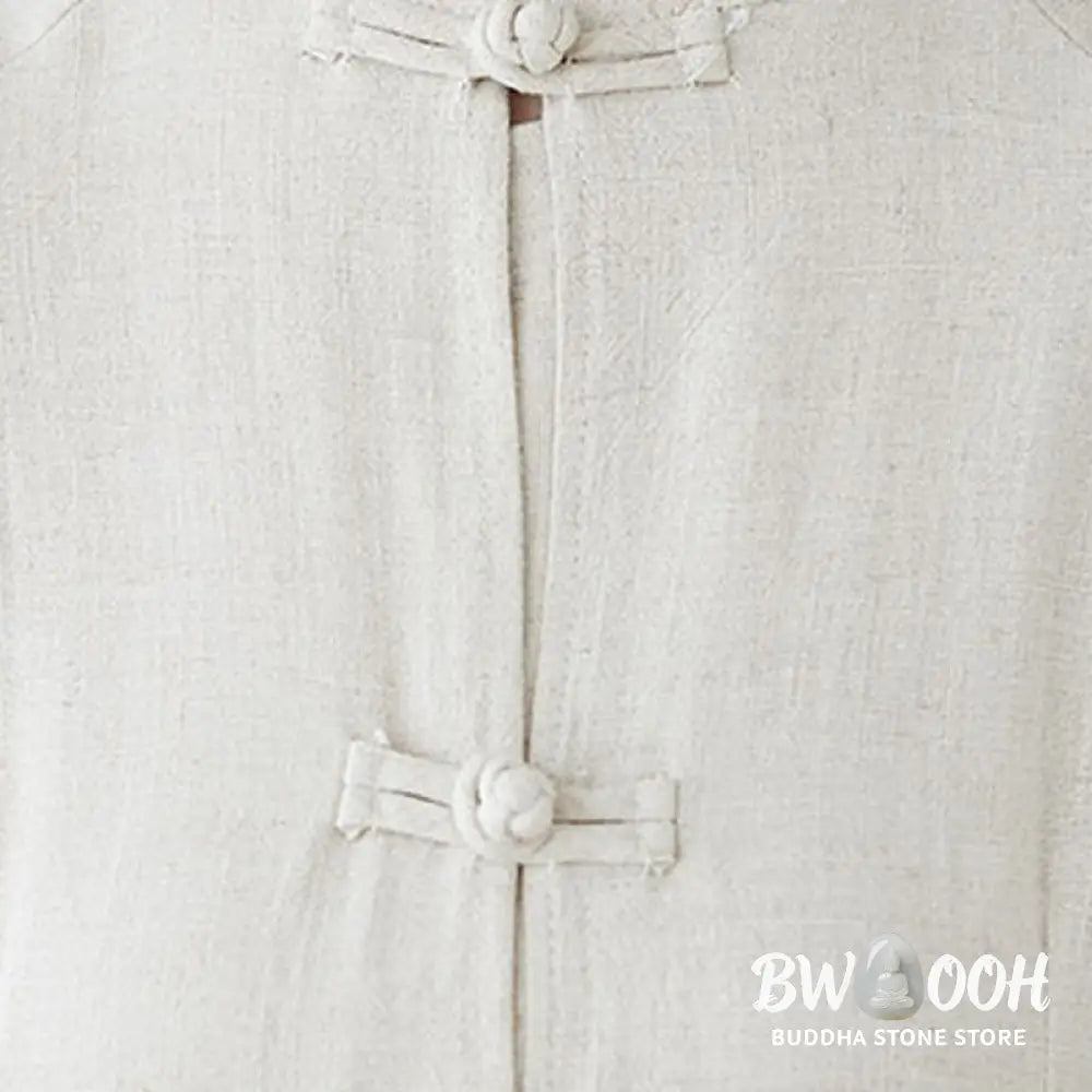 Buddha Stones 2Pcs Chinese Frog Button Design Zen Tai Chi Meditation Clothing Cotton Linen Top Pants Women’s Set