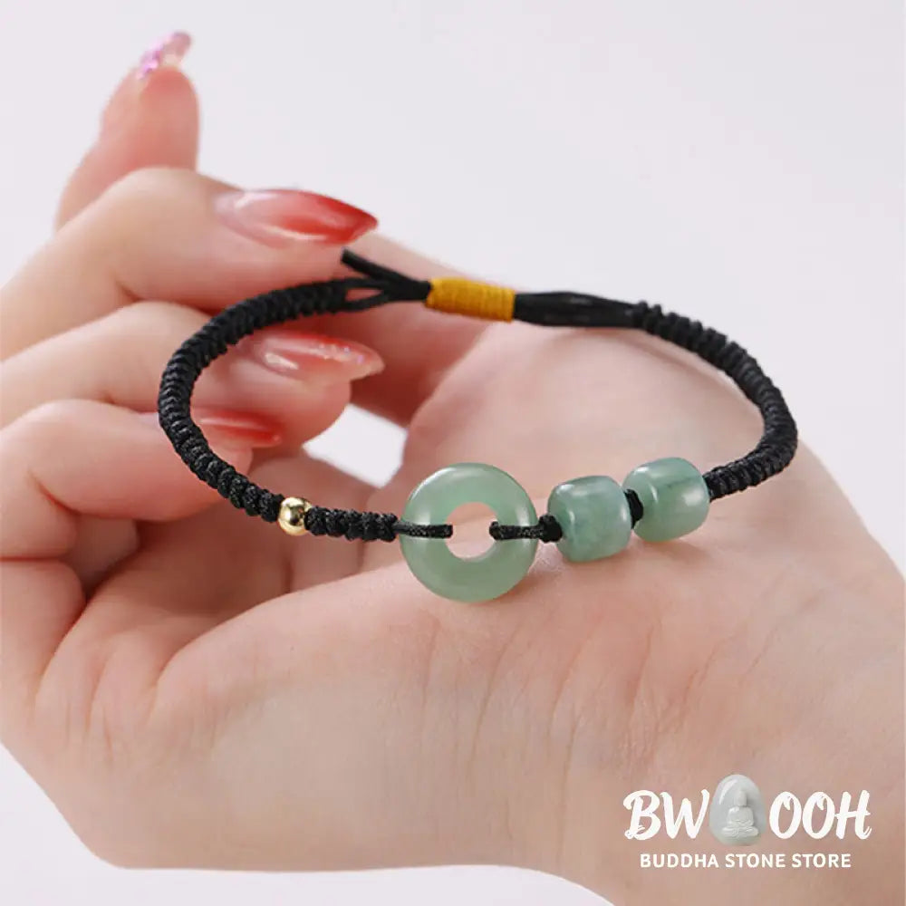 Buddha Stones 2Pcs Green Aventurine White Jade Peace Buckle Luck Braided Couple Bracelet - BWOOOH - Bracelet