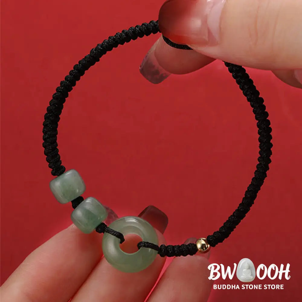 Buddha Stones 2Pcs Green Aventurine White Jade Peace Buckle Luck Braided Couple Bracelet - BWOOOH - Bracelet