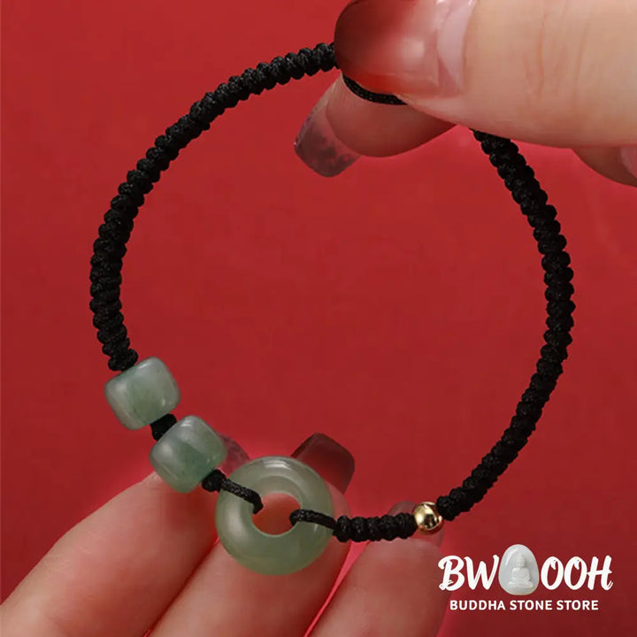 Buddha Stones 2Pcs Green Aventurine White Jade Peace Buckle Luck Braided Couple Bracelet - BWOOOH - Bracelet