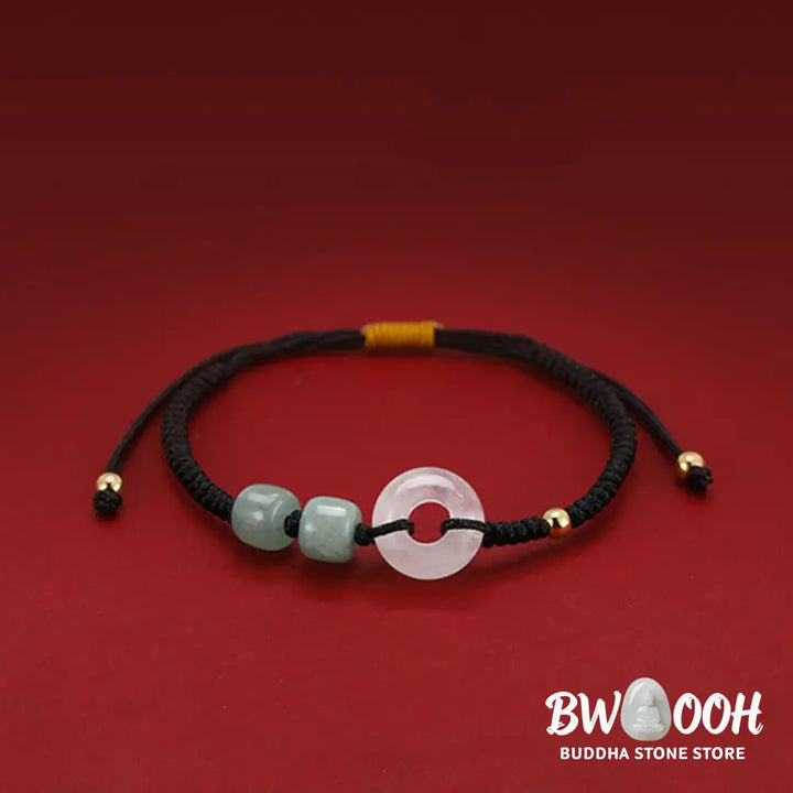 Buddha Stones 2Pcs Green Aventurine White Jade Peace Buckle Luck Braided Couple Bracelet - BWOOOH - Bracelet