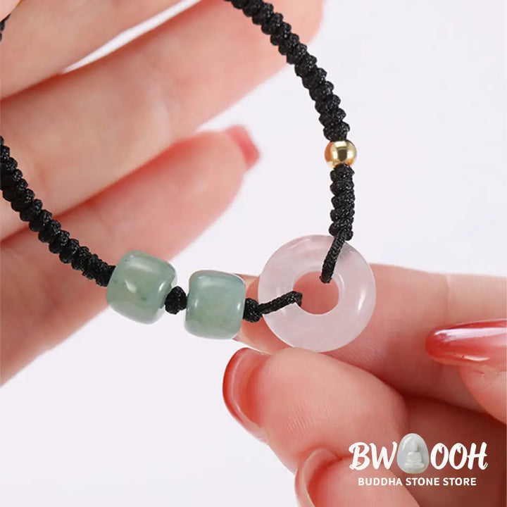 Buddha Stones 2Pcs Green Aventurine White Jade Peace Buckle Luck Braided Couple Bracelet - BWOOOH - Bracelet