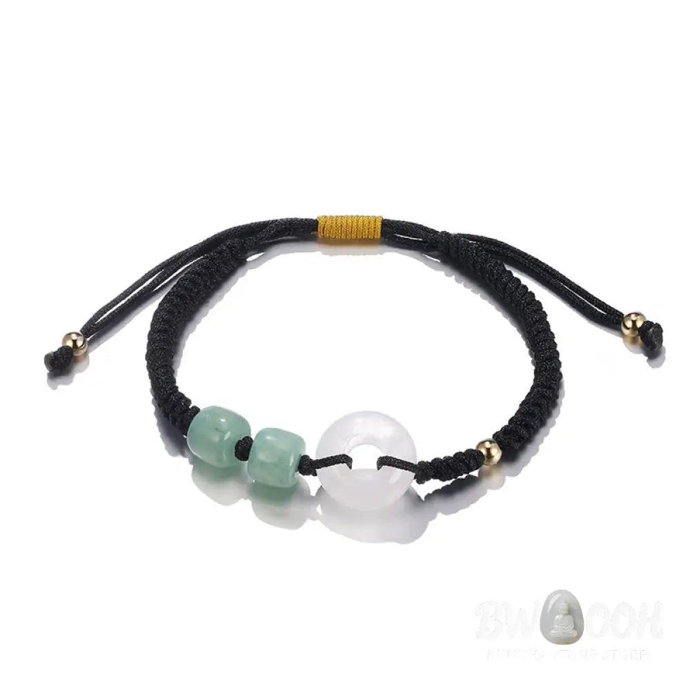 Buddha Stones 2Pcs Green Aventurine White Jade Peace Buckle Luck Braided Couple Bracelet - BWOOOH - Bracelet