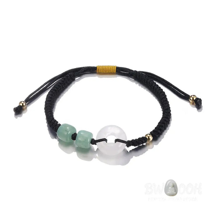 Buddha Stones 2Pcs Green Aventurine White Jade Peace Buckle Luck Braided Couple Bracelet - BWOOOH - Bracelet