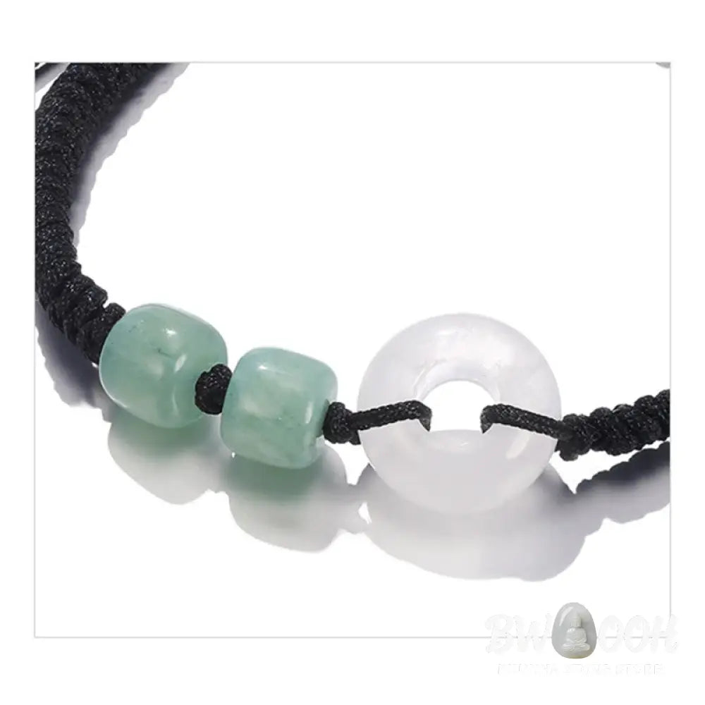 Buddha Stones 2Pcs Green Aventurine White Jade Peace Buckle Luck Braided Couple Bracelet - BWOOOH - Bracelet