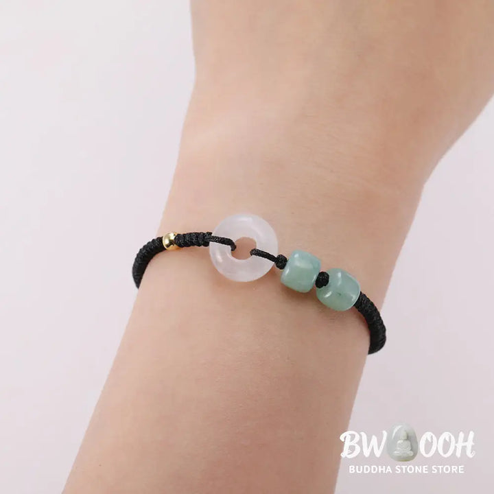 Buddha Stones 2Pcs Green Aventurine White Jade Peace Buckle Luck Braided Couple Bracelet - BWOOOH - Bracelet
