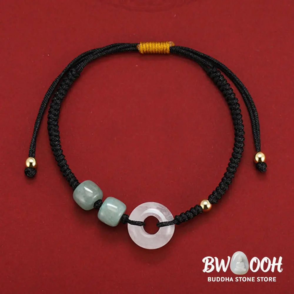 Buddha Stones 2Pcs Green Aventurine White Jade Peace Buckle Luck Braided Couple Bracelet - BWOOOH - Bracelet