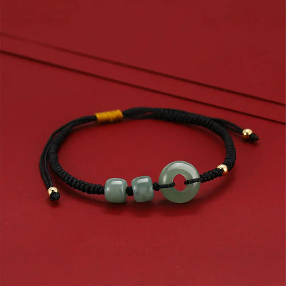 BWOOOH 2Pcs Green Aventurine White Jade Peace Buckle Luck Braided Couple Bracelet - BWOOOH - Bracelet