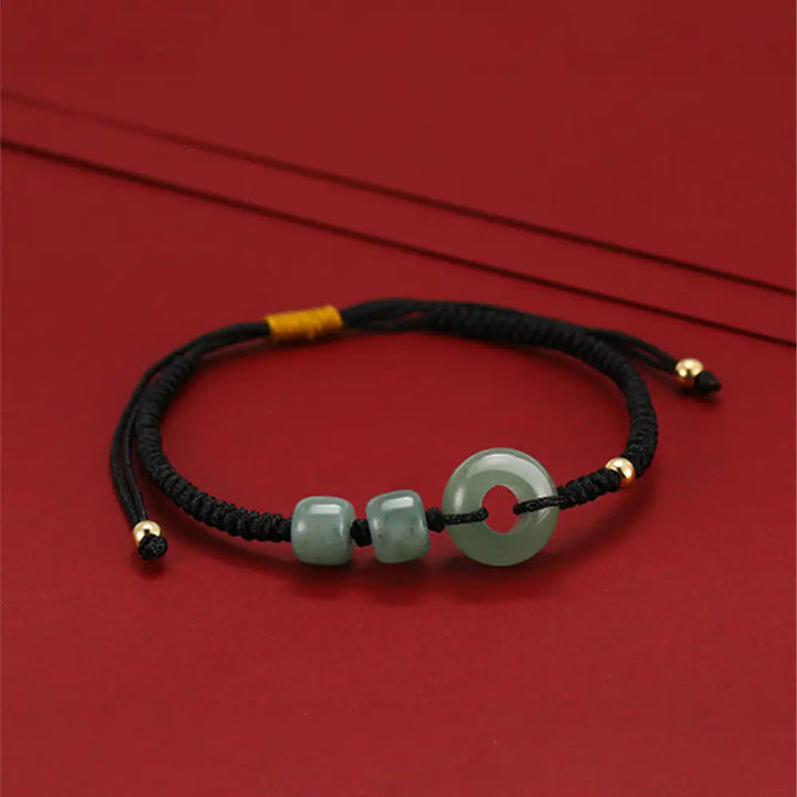 BWOOOH 2Pcs Green Aventurine White Jade Peace Buckle Luck Braided Couple Bracelet - BWOOOH - Bracelet